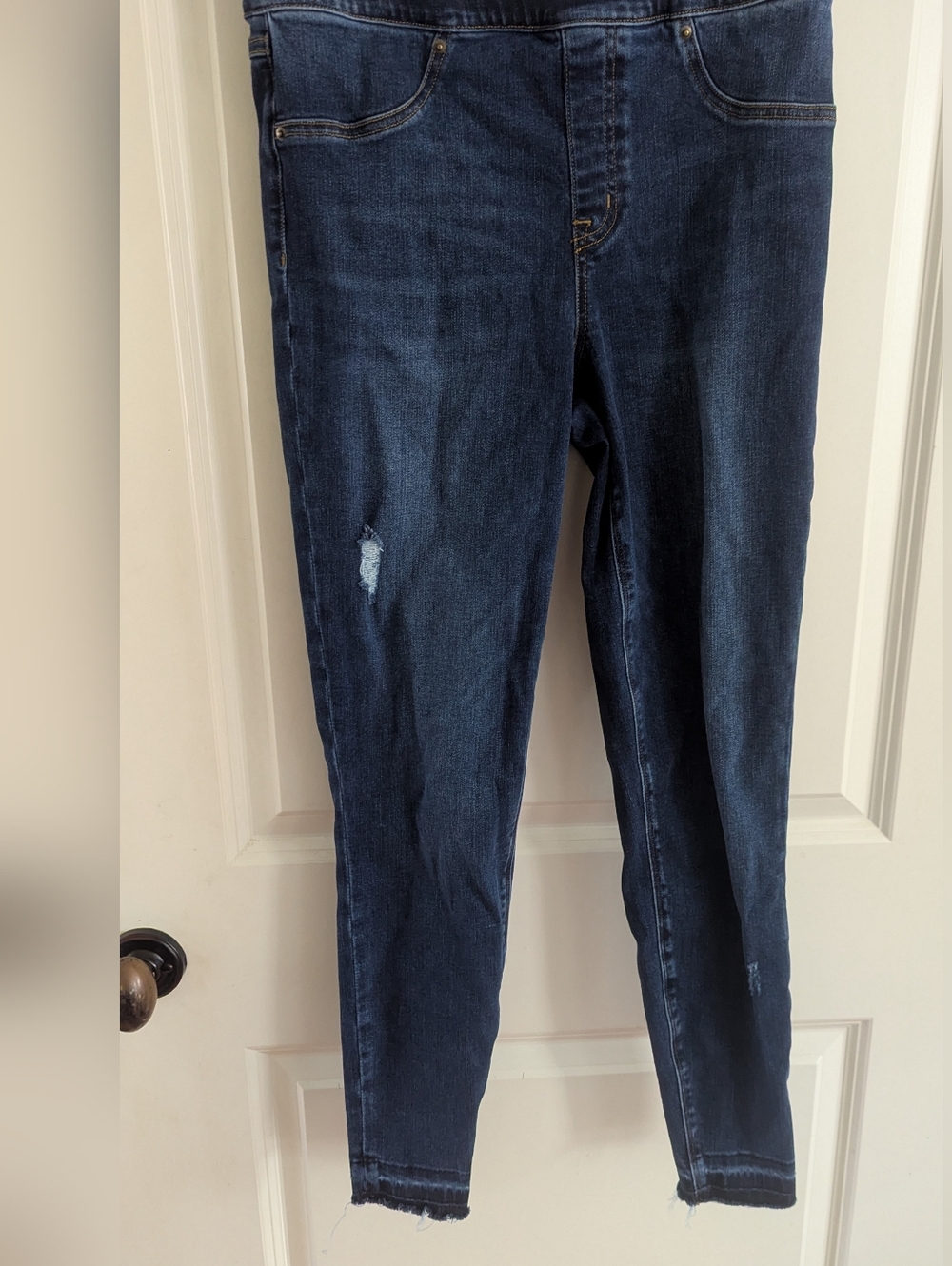 Spanx Distressed Dark Blue Women’s Ankle Skinny Jeans